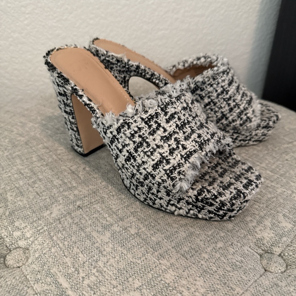 JustFab Black and White Tweed Heels